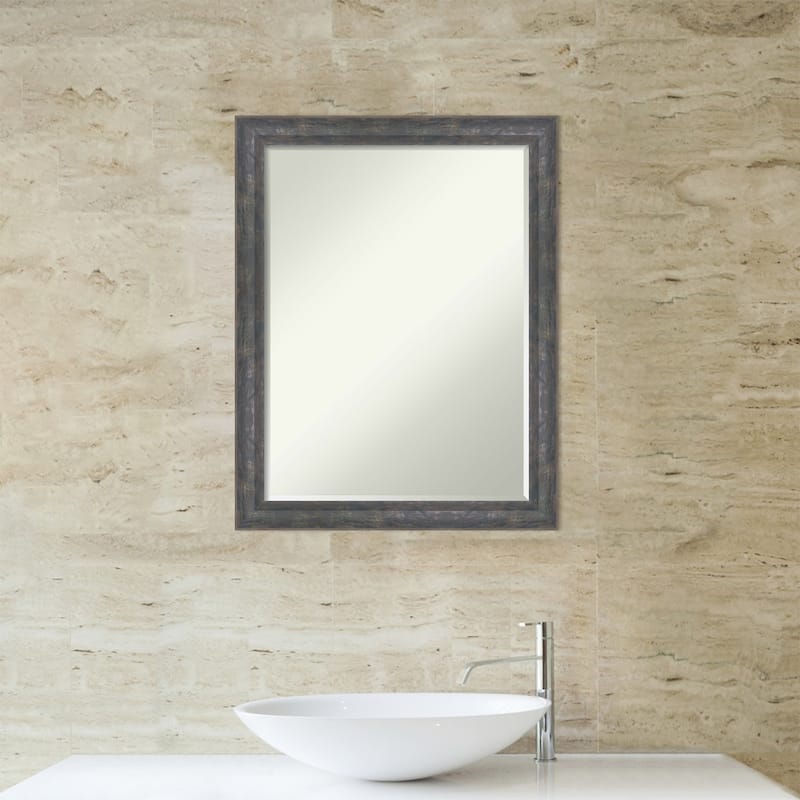 Angled Half-Inch-Bevel Wood Framed Bathroom Vanity Wall Mirror - Glass Size 18x24