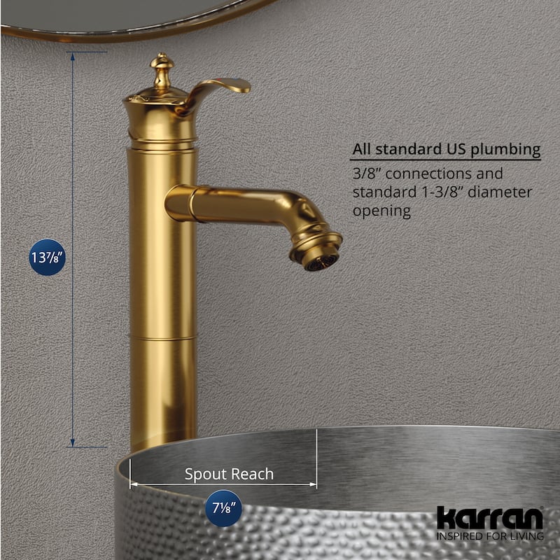 Karran Vineyard KBF472 Single-Handle Single Hole Vessel Bathroom Faucet with Matching Pop-up Drain