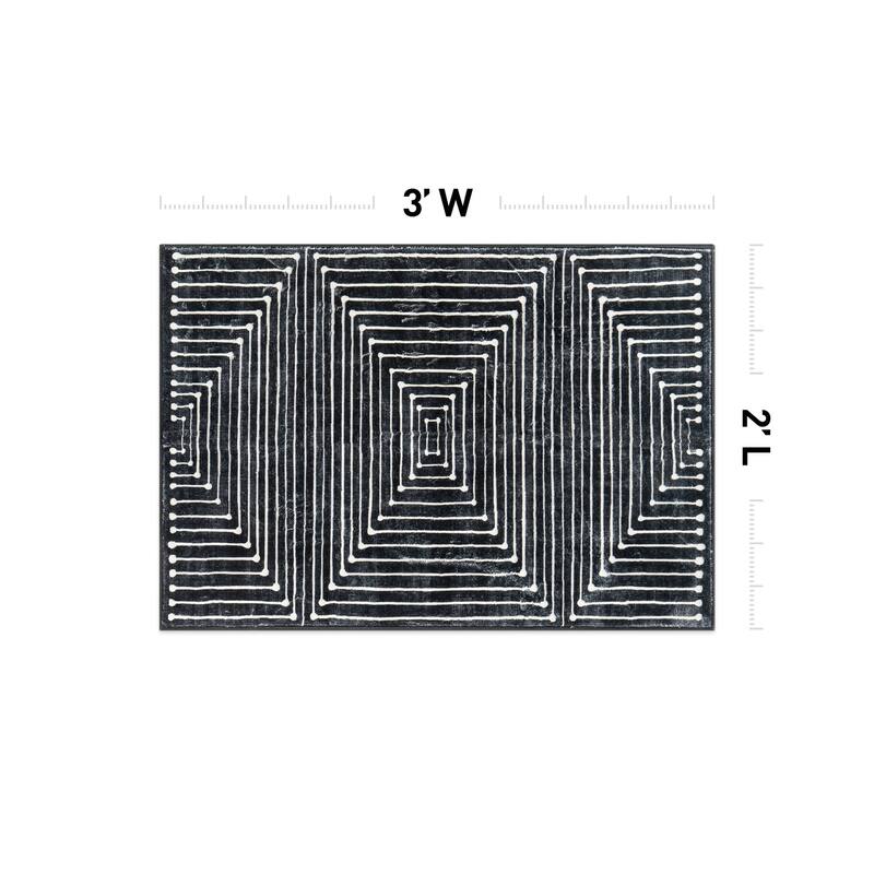 World Rug Gallery Bohemian Stripes Washable Non Slip Area Rug