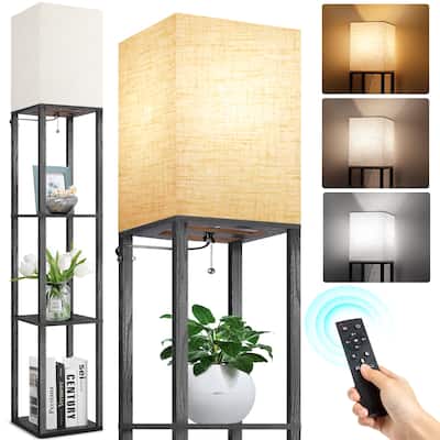 63"Floor Lamp with Shelves,Modern Tall Standing Lamps - N/A