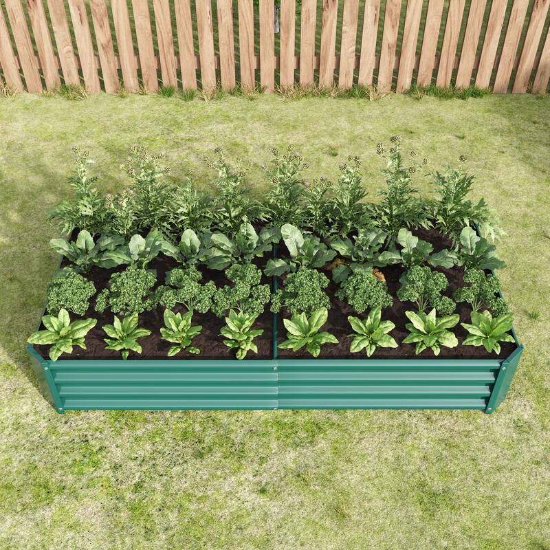 GDFStudio - Large Oval Metal Raised Garden Bed for Vegetables, Flowers, and Plants, Outdoor Backyard Planter Box