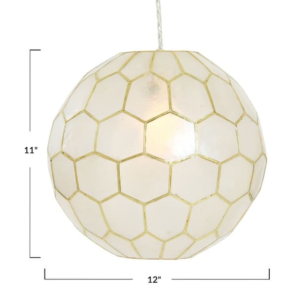 dimension image slide 6 of 9, Capiz Honeycomb Globe Pendant Light