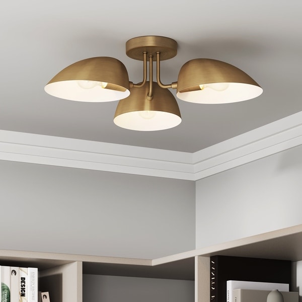 Nathan James Argo Semi Flush Ceiling Mount 3 Light Fixture with Retro Rounded Shade On Sale Bed Bath Beyond 36806123