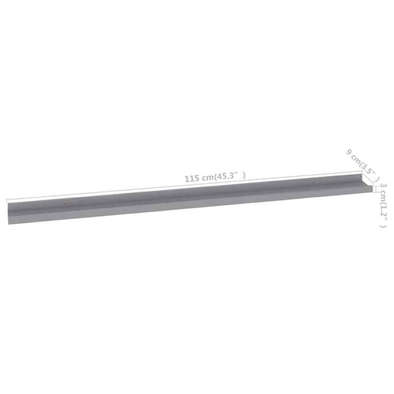 Novia Wall Shelf Set of 2, Sleek Modern Gray Frame, 45 Inch
