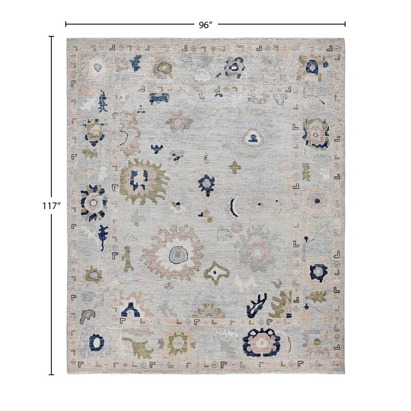 Oushak One-of-a-Kind Hand-Knotted Area Rug - Gray - 8' 0" x 9' 9"