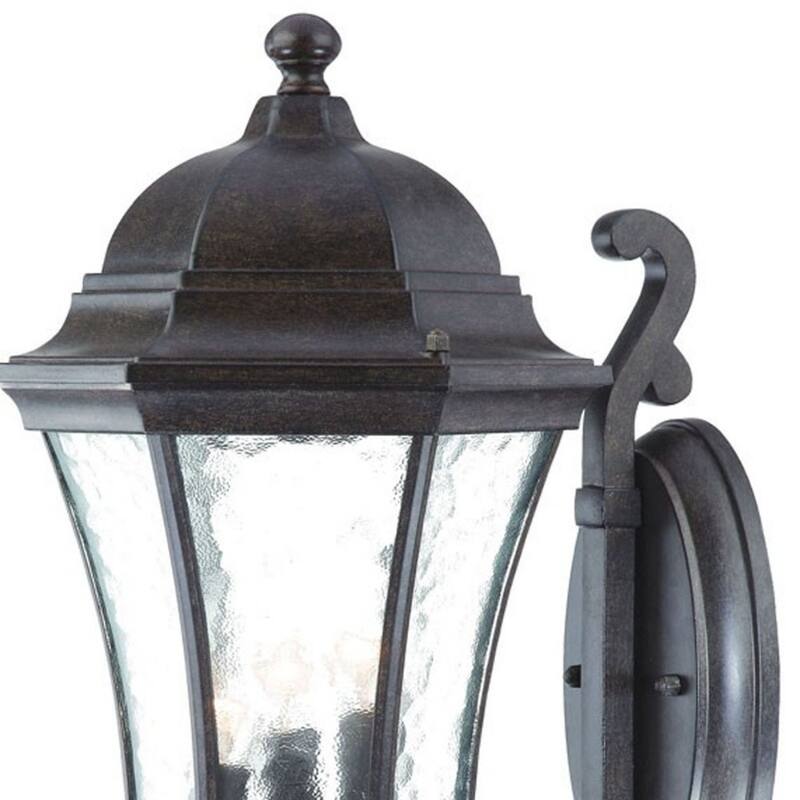 Glass Flush Mount Outdoor Wall Light with 3 Light Lantern Design - 11” x 9.25” x 19.5” (D x W x H)