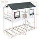 preview thumbnail 5 of 22, Twin Over Twin Bunk Bed Wood Bed w/ Roof, Window, Guardrail & Ladder