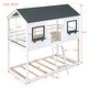 preview thumbnail 21 of 24, Twin Over Twin Bunk Bed with Roof, Windows, Ladder, and Guardrails, Solid Wood Playhouse Design, Space-Saving for Kids, Grey