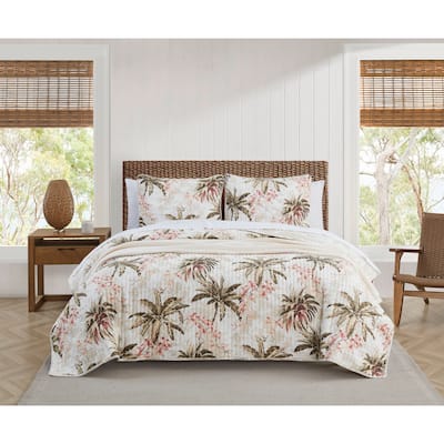 Tommy Bahama Bonny Cove Cotton Reversible Beige Quilt Set