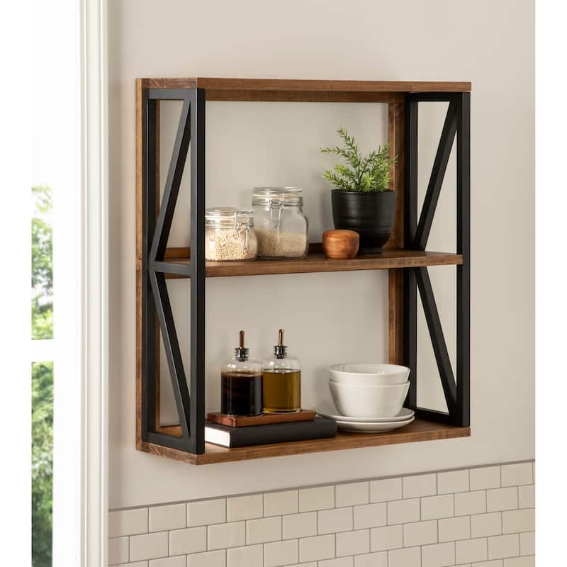 Kate and Laurel Rigby Wood Wall Shelf - 25x8x28