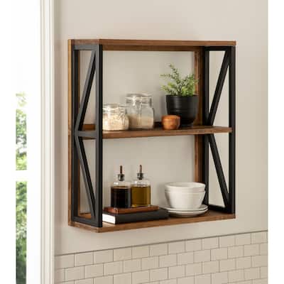 Kate and Laurel Rigby Wood Wall Shelf - 25x8x28