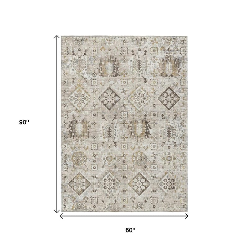 HomeRoots Floral Medallion Traditional Rectangle Outdoor Rug