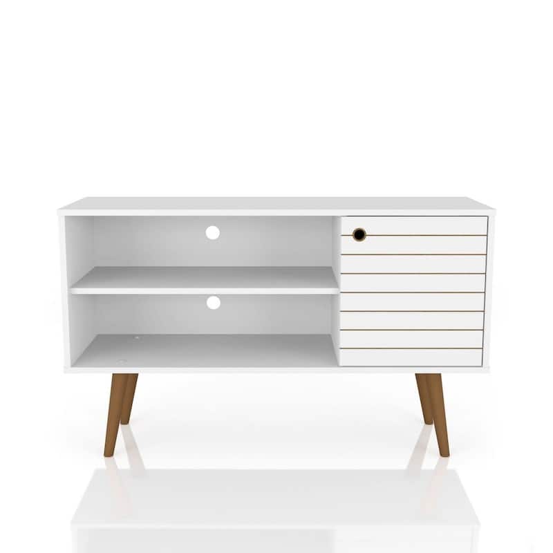 Mid Century Modern Liberty Storage Media Cabinet Console - White