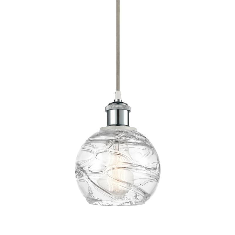 Innovations Lighting 516-1P-8-6 Athens Pendant Athens 6" Wide Mini - Clear Deco Swirl / White and Polished Chrome