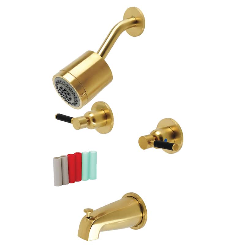 Kingston Brass Kaiser Two-Handle Tub and Shower Faucet - Brushed Brass