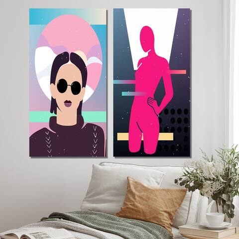 Designart 'Minimalism Fashion Abstract VI' People Set of 2 Pieces