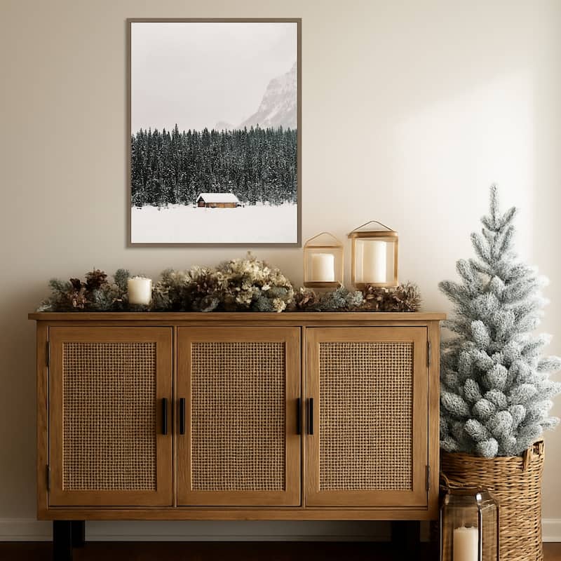 Winter Trees IV by Justine Milton (23 x 30 in.), Framed Canvas Wall Art Print - Sylvie Dark Gold