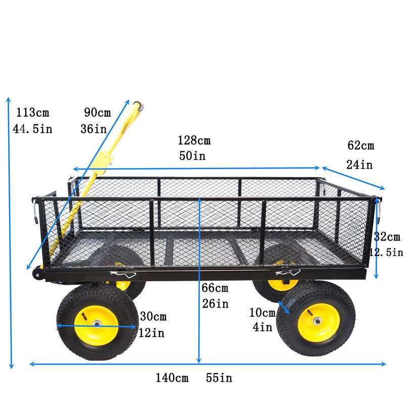Anmytek Heavy Duty Steel Mesh Utility Wagon with Removable Sides 880 lbs Capacity Garden Cart