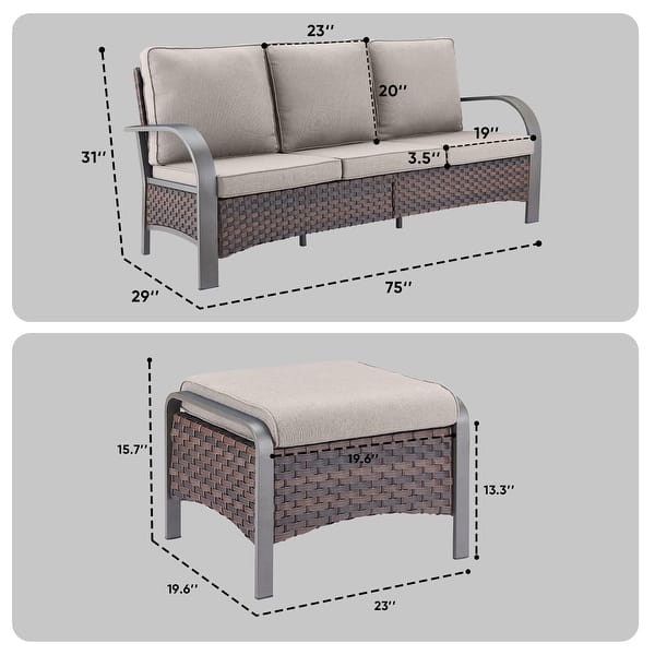 dimension image slide 27 of 48, Pocassy Outdoor Patio Furniture Set