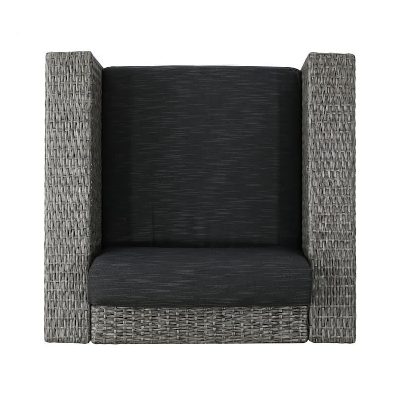 Puerta Outdoor Wicker 3-piece Swivel Chat Set with Cushions by Christopher Knight Home