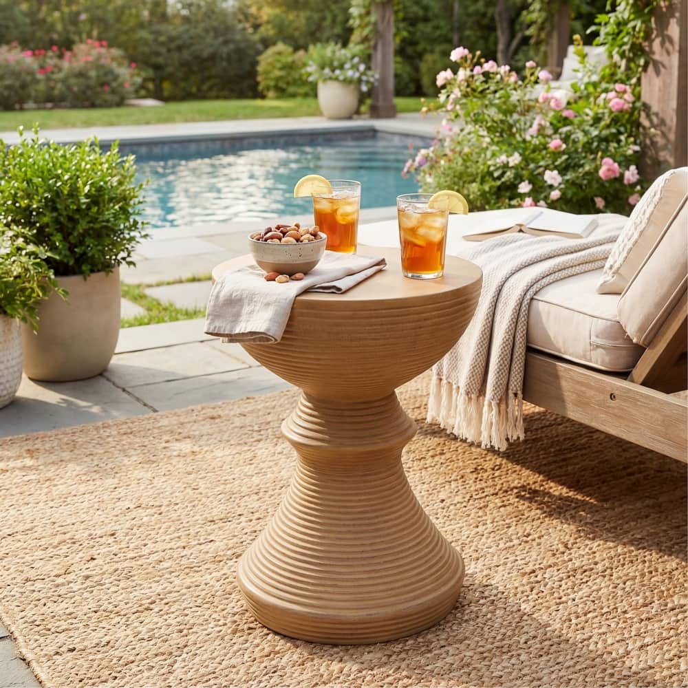 Holmen Outdoor Modern MGO Round End Table by Christopher Knight Home