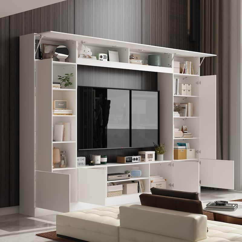 Wall Unit TV Stand with Bookshelves for TVs up to 70", Modern Console