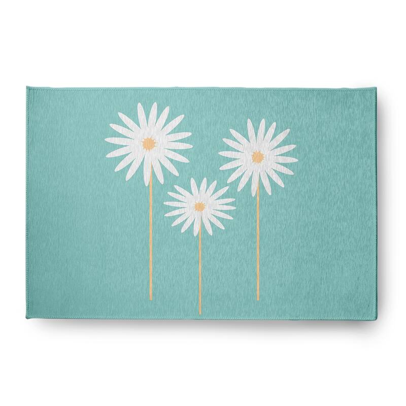 Floral Print Spring Chenille Indoor/Outdoor Rug - Light Blue - 4' x 6'