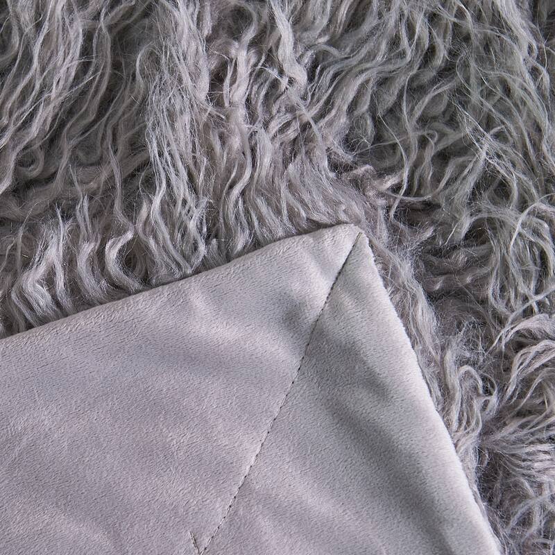 Mongolian FauxFur Throw with Pillow Shell Combo Set
