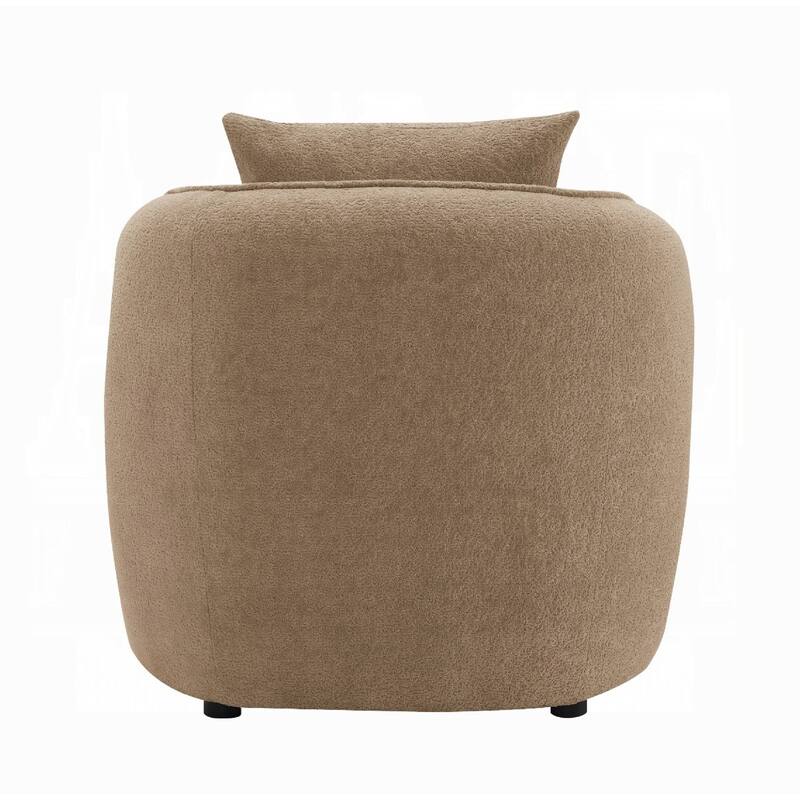 Keina Accent Chair, Modern Rounded Back, Brown Chenille, 1 Back Pillow