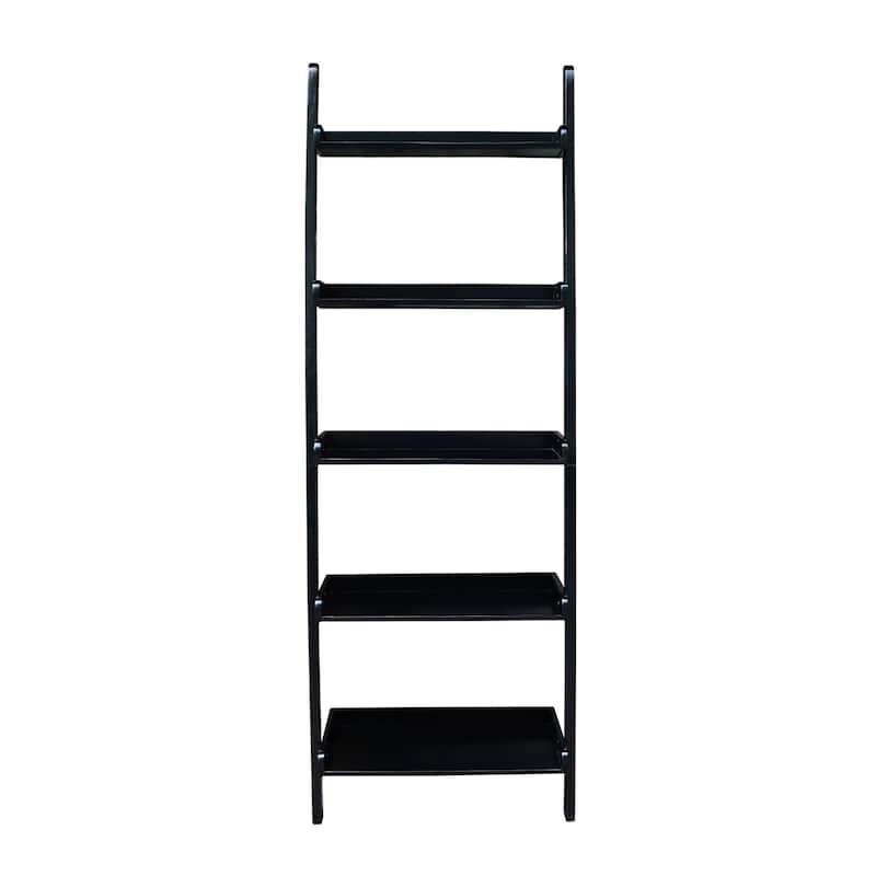 Solid Wood Lean-to 5-tier Shelf Unit Set (Set of 2)