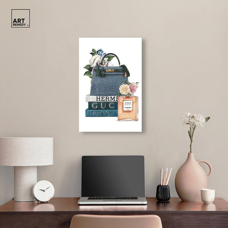 Books and Coco Orange Canvas by Art Remedy, Gallery Wrapped