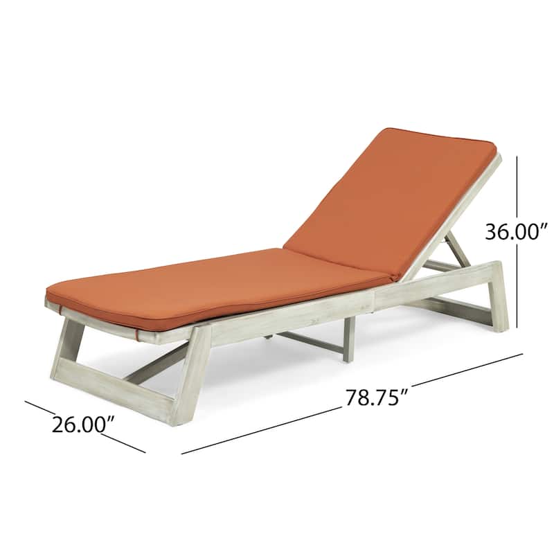 Maki Outdoor Acacia Wood Chaise Lounge and Cushion Set (Set of 2) by Christopher Knight Home