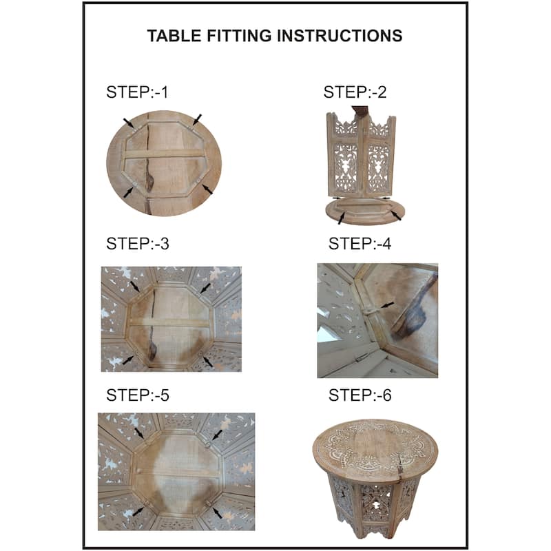 Accent Side Table, 24 Inch Round Top, Mango Wood Floral Cut Out Carved Motifs, Washed White