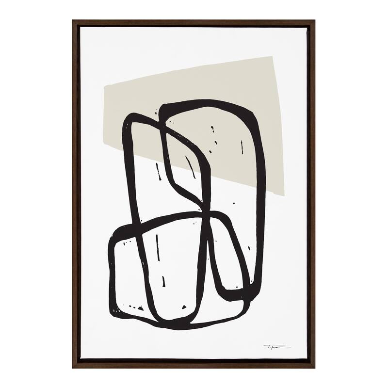 Kate and Laurel Sylvie Neutral Framed Canvas by Statement Goods - 23x33 - Plastic - Walnut