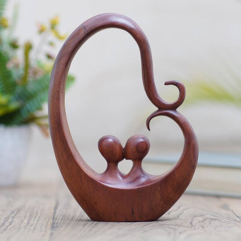 Novica Handmade Honeymoon Story Wood Statuette