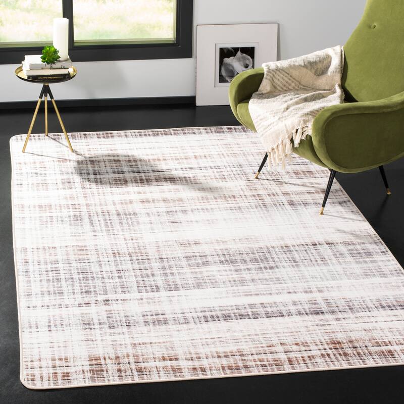 SAFAVIEH Daytona Machine Washable Slip Resistant Nedaa Graphic Abstract - 4' x 6' - Ivory/Grey - Rectangle