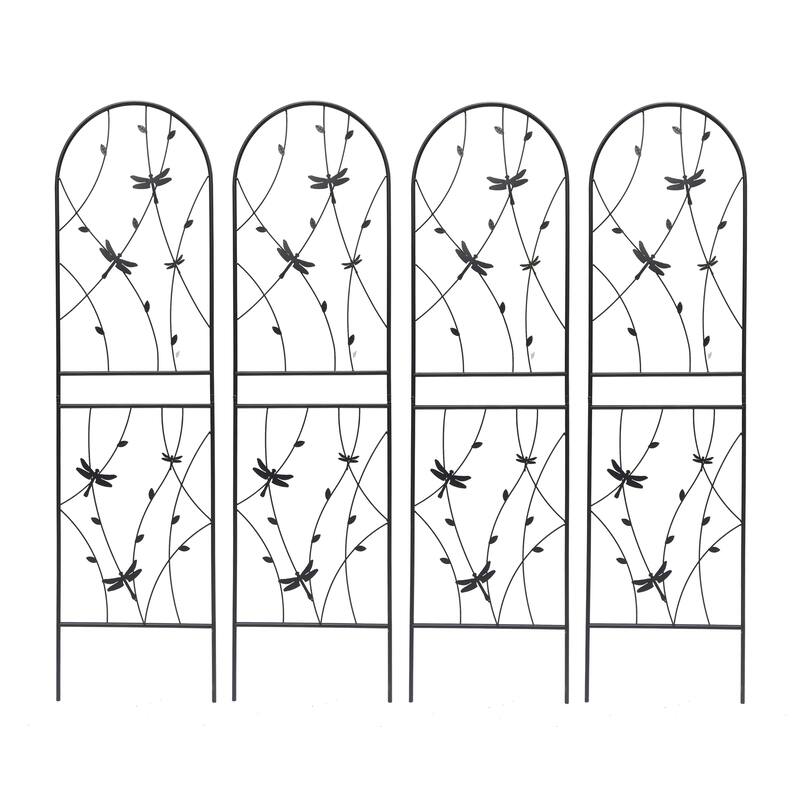 4 Pack Metal Garden Trellis Rustproof Trellis for Climbing Plants Outdoor Flower Support Bird Deco Black