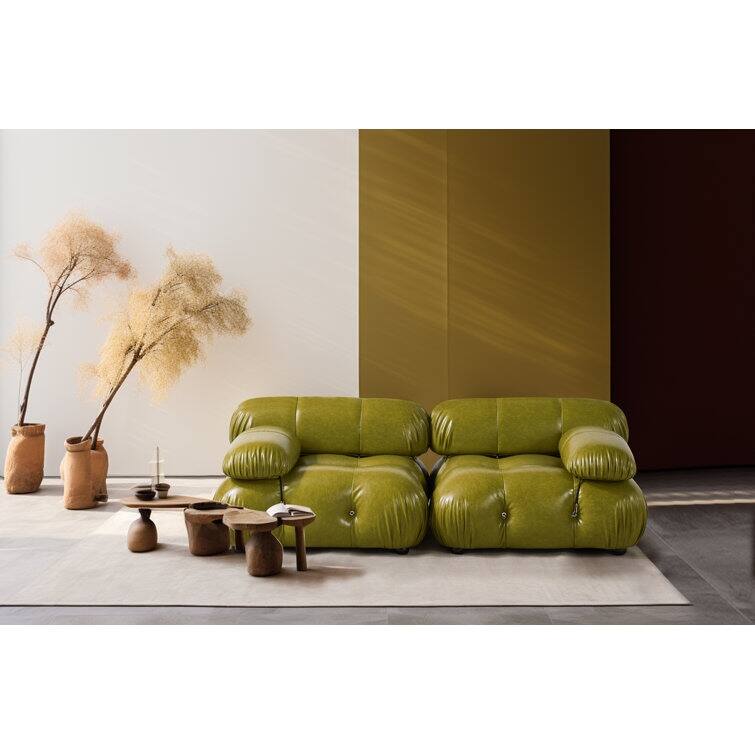 Breeley 76'' Anti-scratch Faux Leather Loveseat - Olive