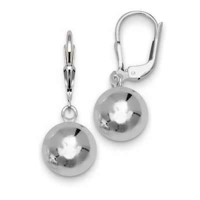 Curata Sterling Silver 10mm Solid Ball Dangling Leverback Earrings - White