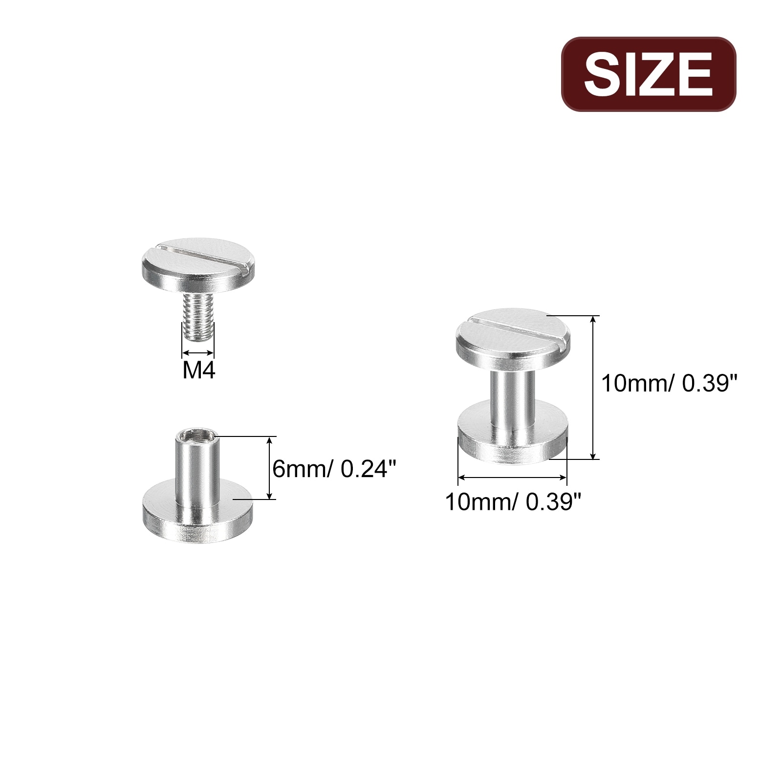 Brass Chicago Screws, Flat Head Screw Back Binding Post Nail Stud Rivets for Leather Craft Belt Strap