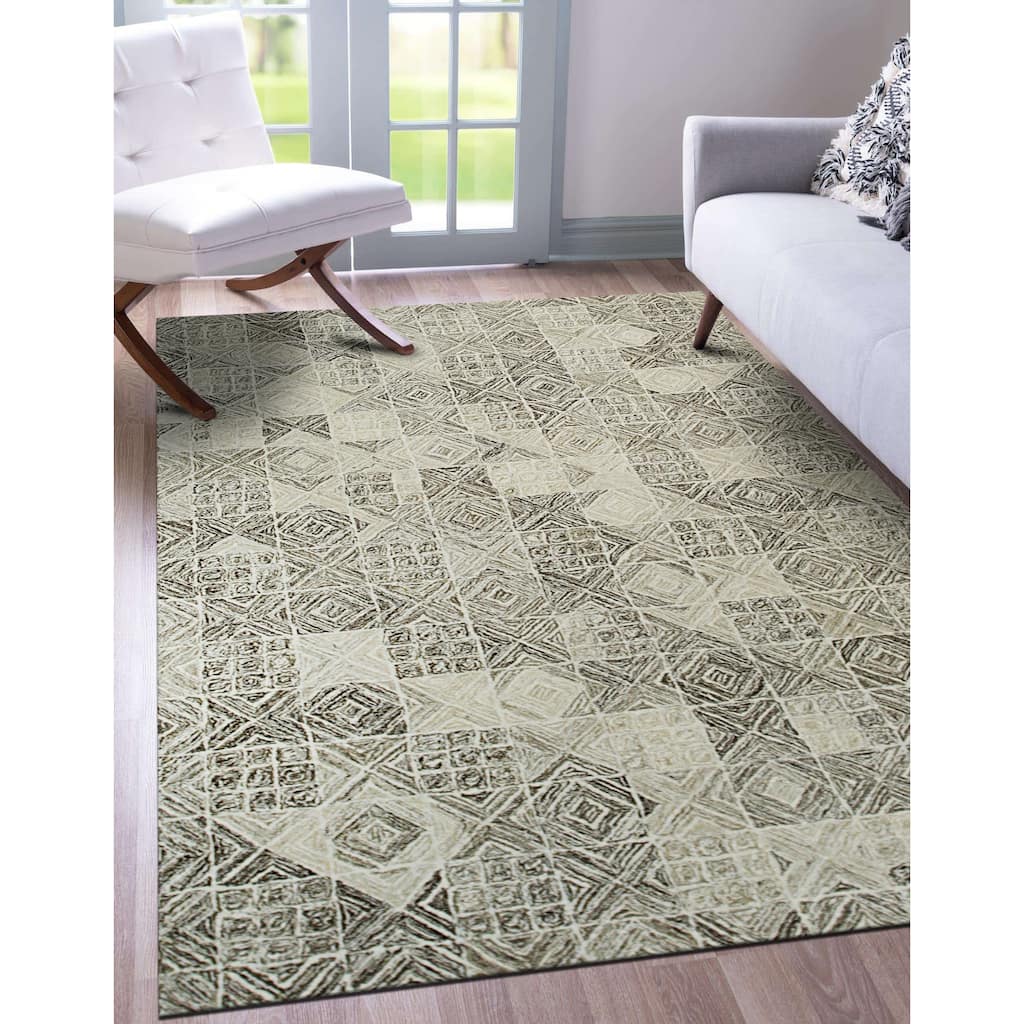 Multicolored Gray Transitional Geometric Modern Tufted Area Rug - Elegant and Timeless Design