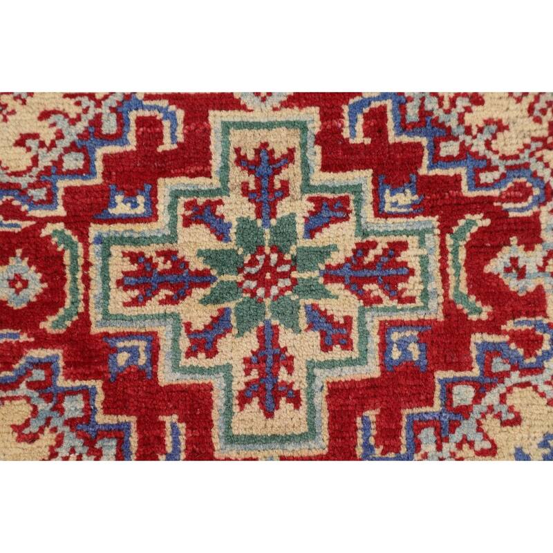 Geometric Kazak Oriental Accent Rug Handmade Bedroom Wool Carpet - 2'7" x 3'10"