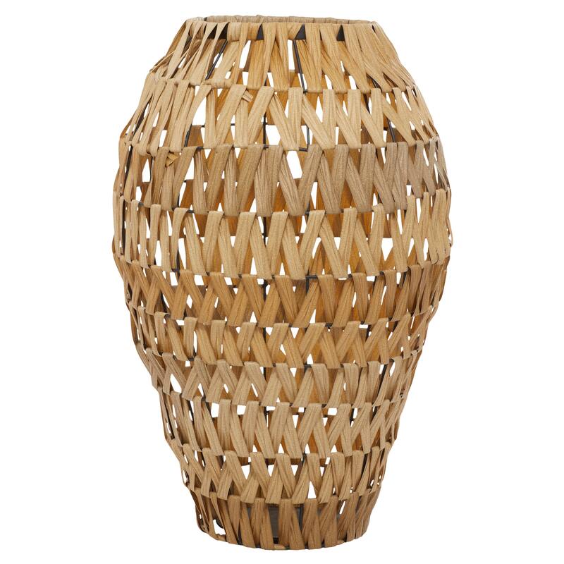 Natural Brown Open Weave Seagrass Bohemian Vase Collection