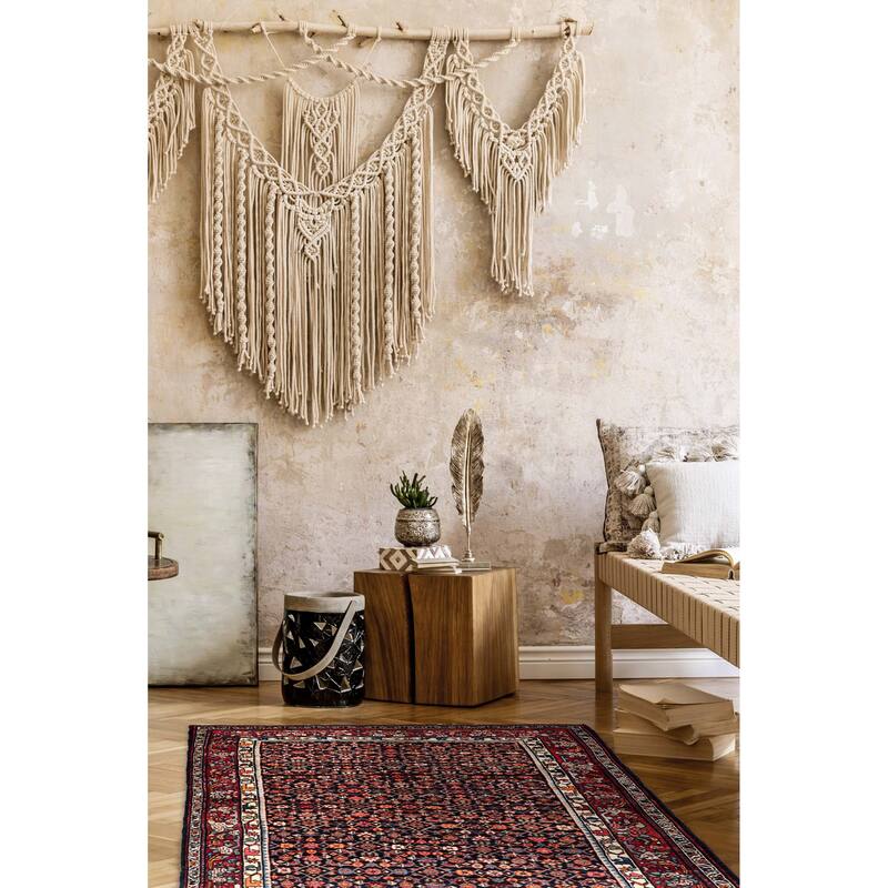 ECARPETGALLERY Hand-knotted Andelz Dark Navy Wool Rug - 4'8 x 8'3