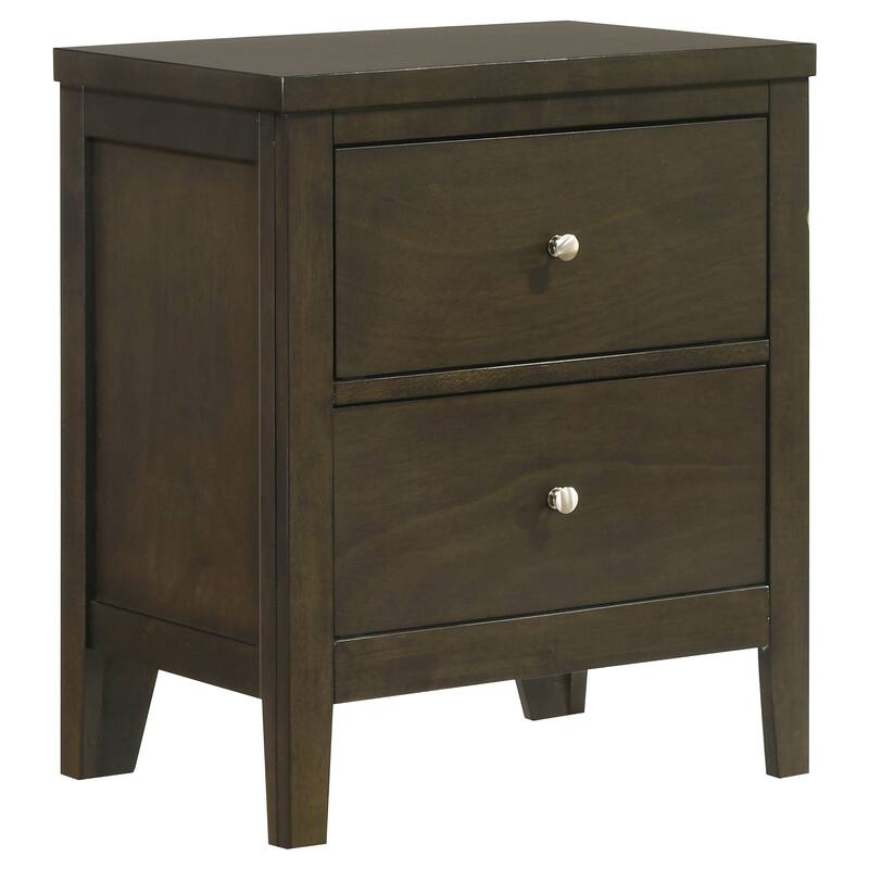 Modern Dark Cocoa 2-Drawer Nightstand with Brushed Nickel Hardware
