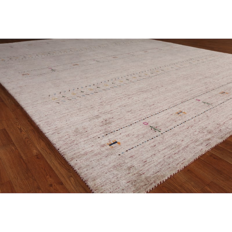 Hand Knotted Oriental 100% Wool Carpet Tribal Animal Pictorial Pink Gabbeh Area Rug - 11' 5'' X 8' 9''