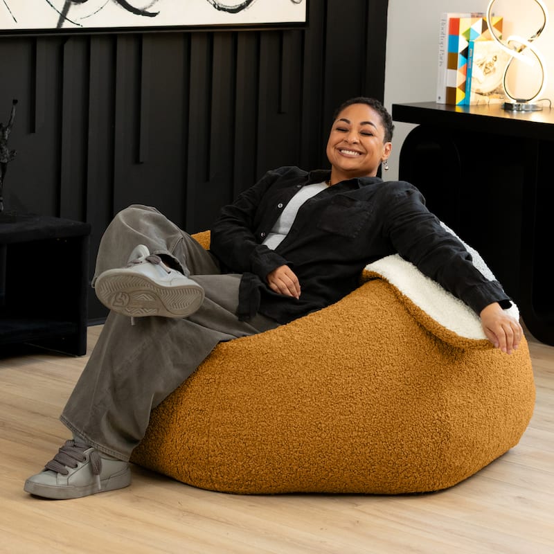 Raven-Symoné Home HopSeat Bunny - Oval Shaped Large Bean Bag Chair with Ears, Ultra Soft Shearling