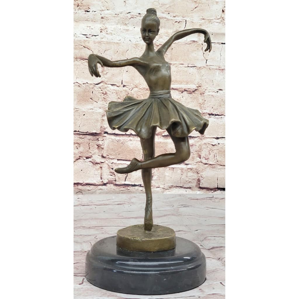Hot Cast Bronze Metal Ballerina Ballet Dancer Figure Sculpture On Marble Base
