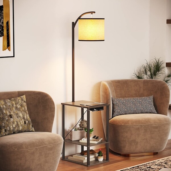 Shelf lamp with charging station top
