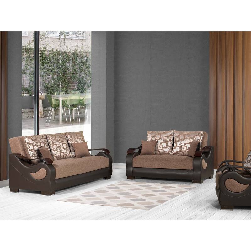 Collection Upholstered Convertible Loveseat With Storage